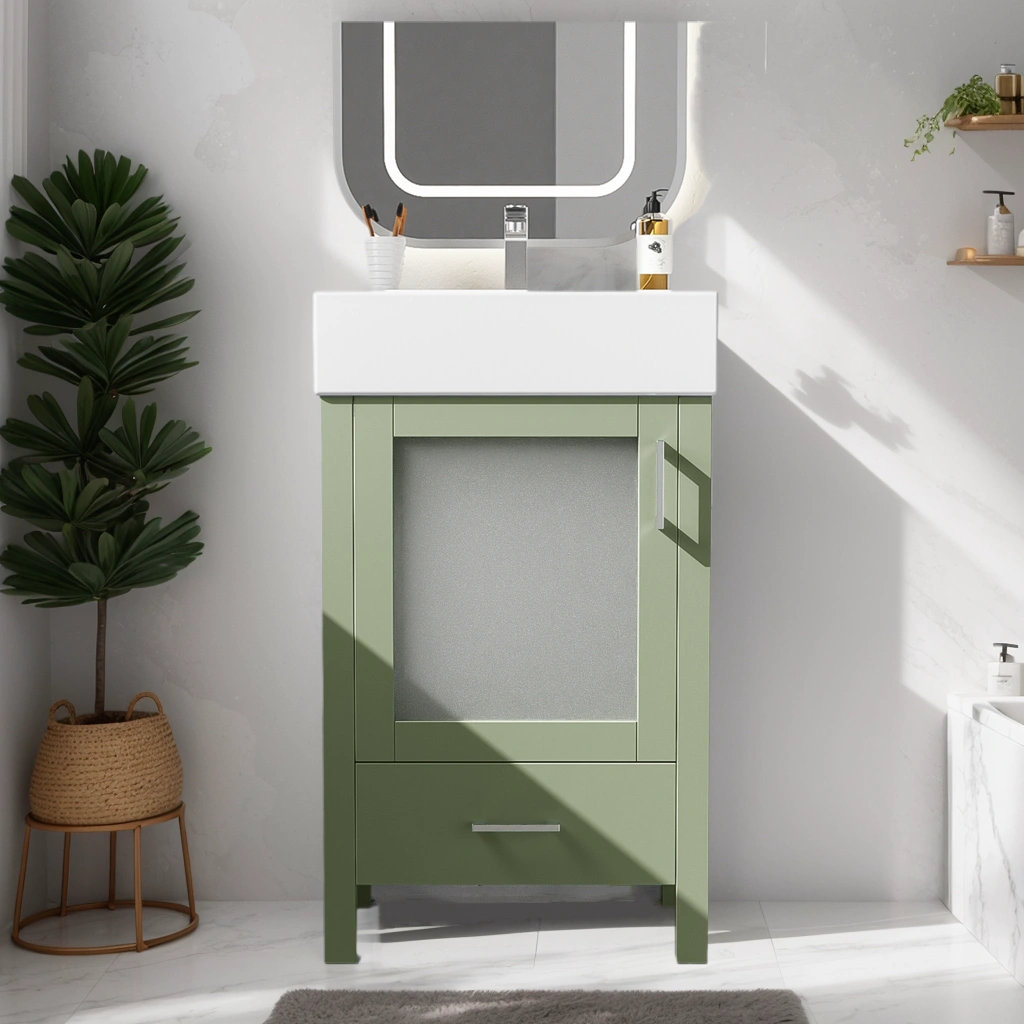 Ebern Designs 20" Bathroom Vanity With Ceramic Sink, Wooden Bathroom